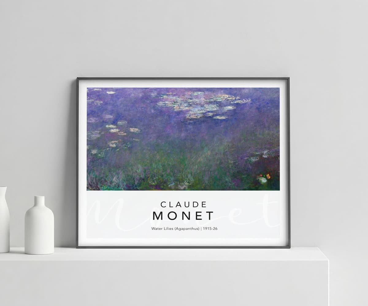 Claude Monet Water Lilies Agapanthus Print, Floral Decor, Impressionist Wall Art