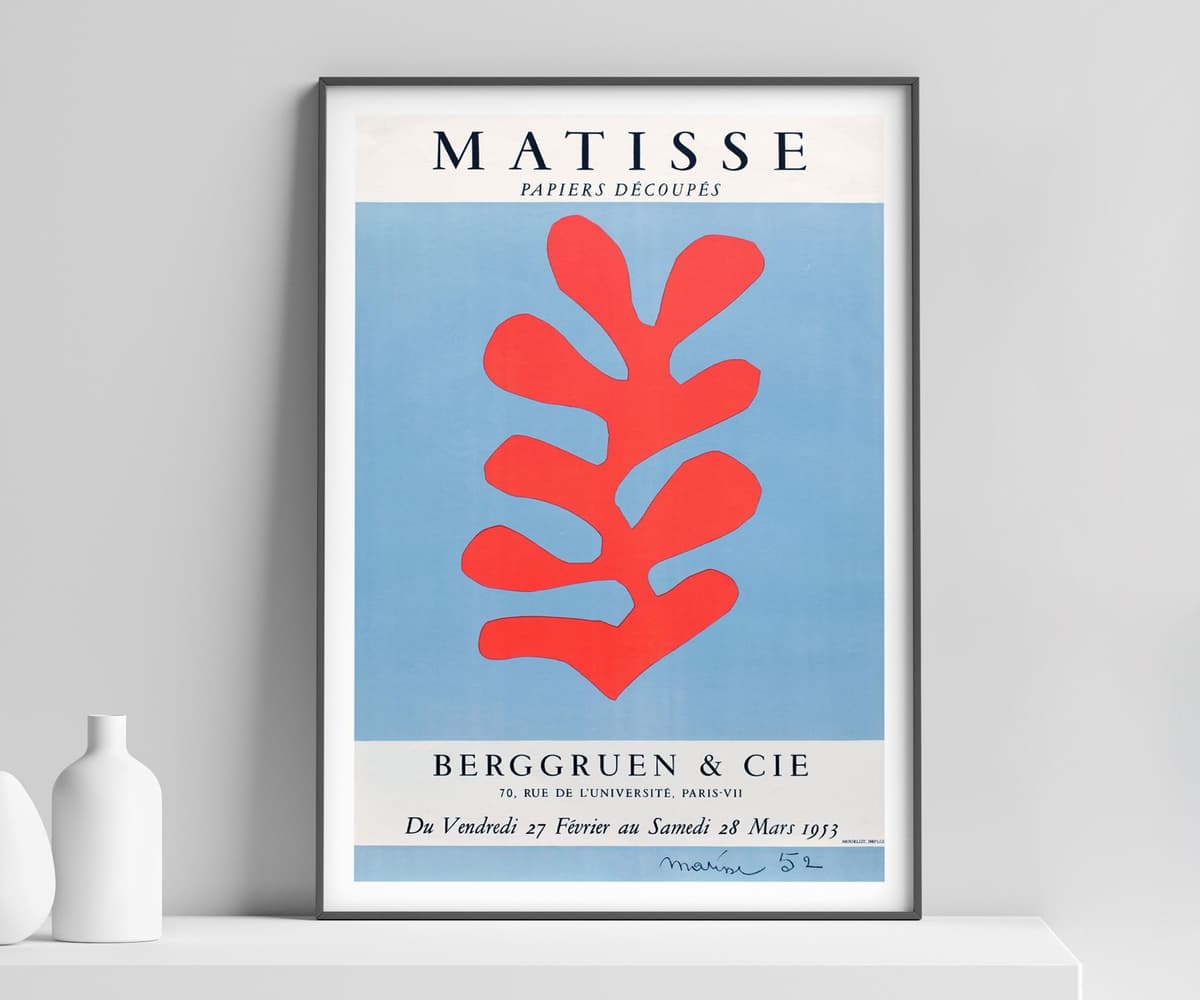 Matisse Wall Art Print, Papiers Découpés Poster, Red Blue Modern Print for Living Room, Housewarming Gift