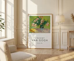 Floral Wall Art Print, Van Gogh Oleanders, Green Decor Ideas, Flower Motifs, Living Room Art, Giclée 7