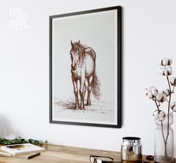 Vintage Horse Wall Art Print, Jean Bernard Standing Western Horse, Farmhouse Home Decor 9