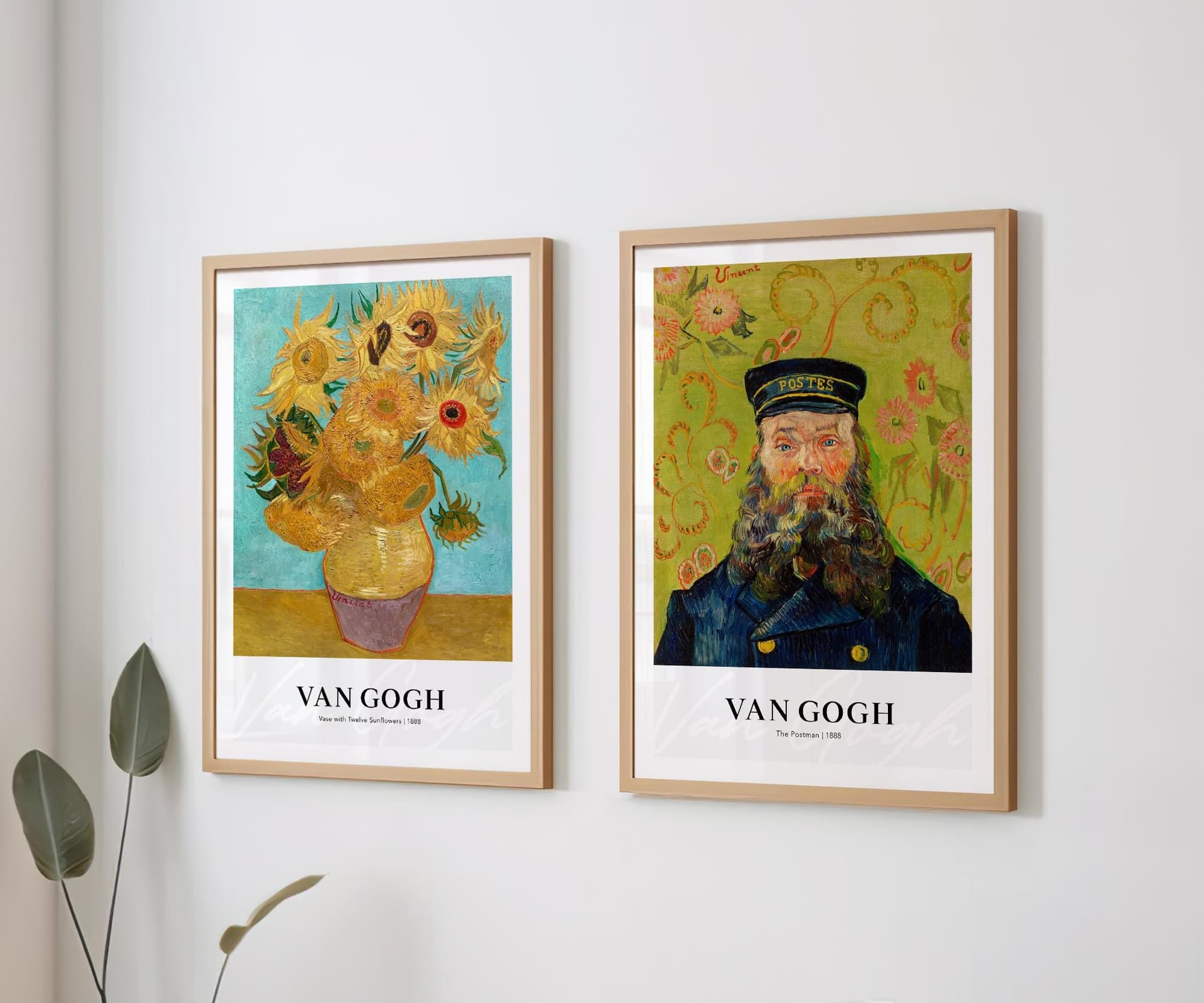 Van Gogh Set of 2 Prints, Sunflowers and The Postman, Post-Impressionist Wall Art, Gallery Wall Set, Living Room Decor, Giclée Print