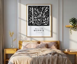 William Morris Letter L Wall Art Print, Botanical Typography, Monochrome Giclée Art 9