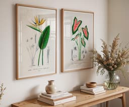 Botanical print set of 2: Bird of Paradise & Elephant Ear Wall Art, Antique Flower Illustrations, D'Orbigny Vintage Decor 9