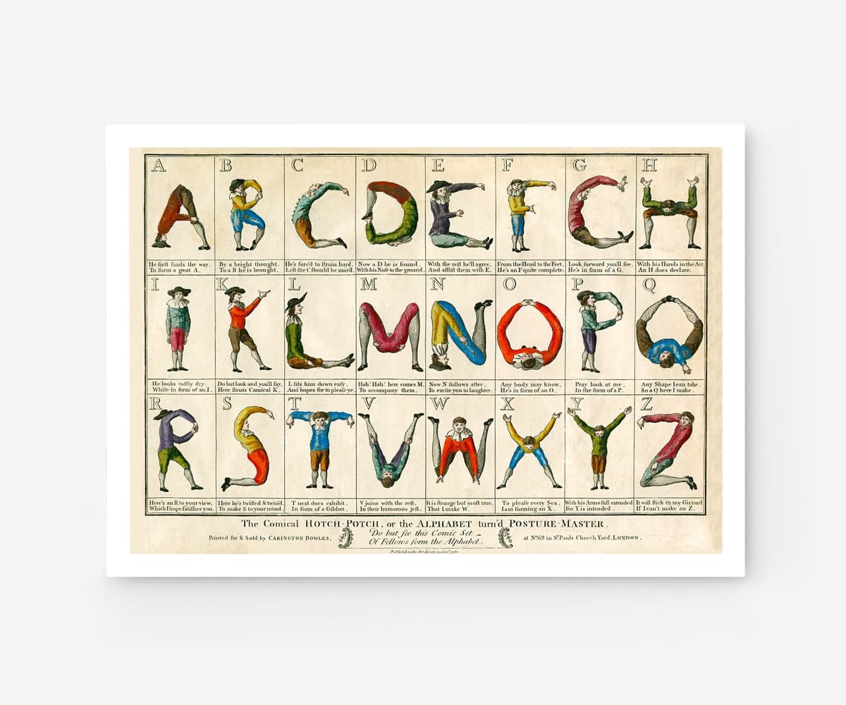 Vintage Alphabet Poster Comical Hotch Potch, Abc typography print, Mid-century poster, Made in the UK