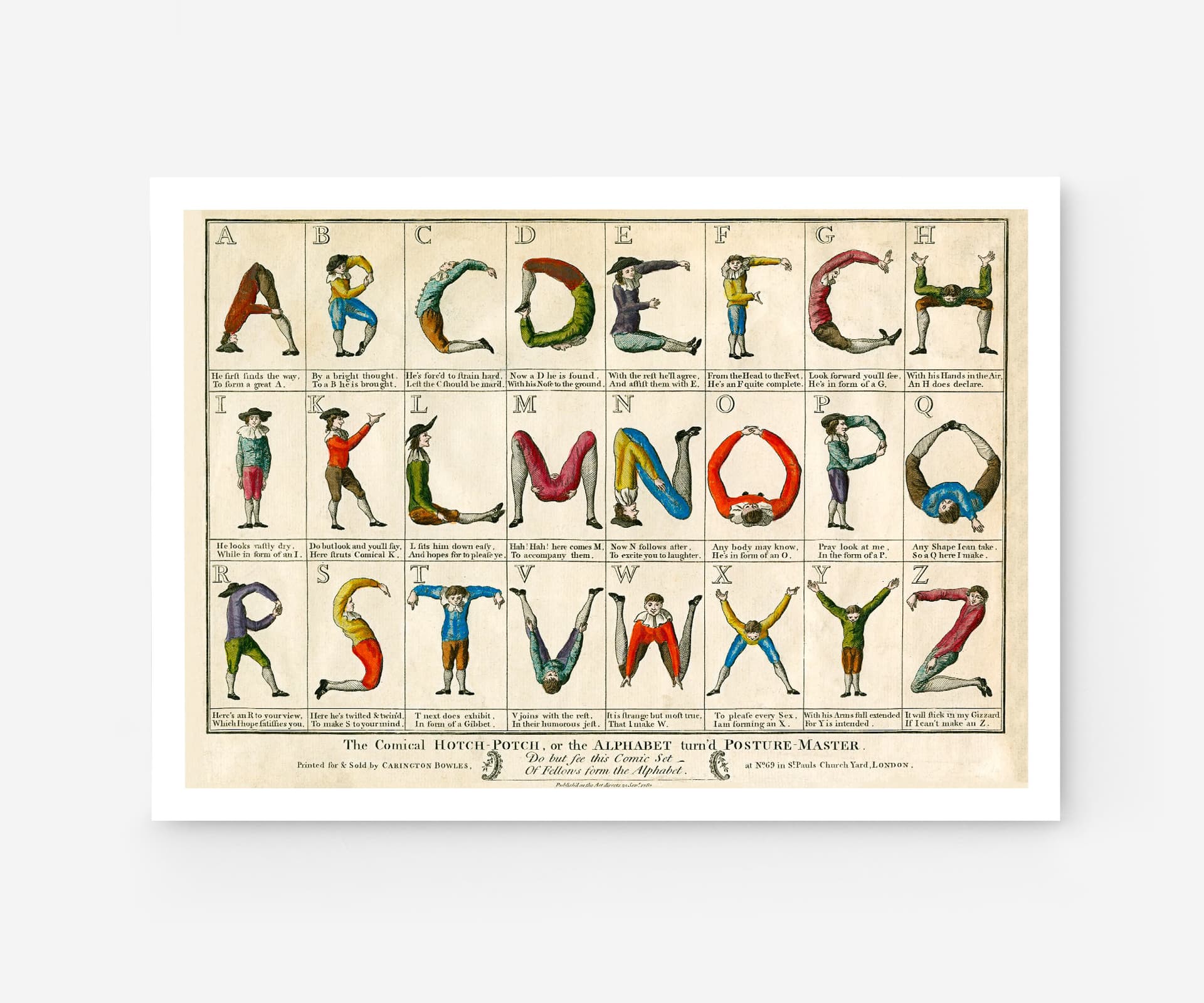 Vintage Alphabet Poster Comical Hotch Potch, Abc typography print, Mid-century poster, Made in the UK