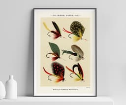 Bass Flies Wall Art Print, Mary Orvis Marbury, Vintage Sports Decor, Home Office Fine Art Print, Classic Giclée Art 1