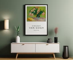 Floral Wall Art Print, Van Gogh Oleanders, Green Decor Ideas, Flower Motifs, Living Room Art, Giclée 4