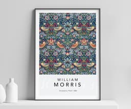 William Morris Wall Art Print, Strawberry Thief, Botanical wall art, Vintage Pattern Art, Maximalist Decor, Giclée Print 1