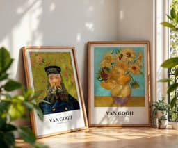 Van Gogh Set of 2 Prints, Sunflowers and The Postman, Post-Impressionist Wall Art, Gallery Wall Set, Living Room Decor, Giclée Print 3