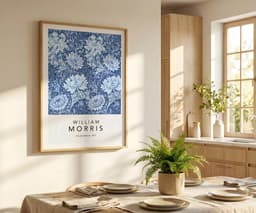 William Morris Poster: Patina Blue Floral Pattern Chrysanthemum, Wall Art Print for Living Room 5