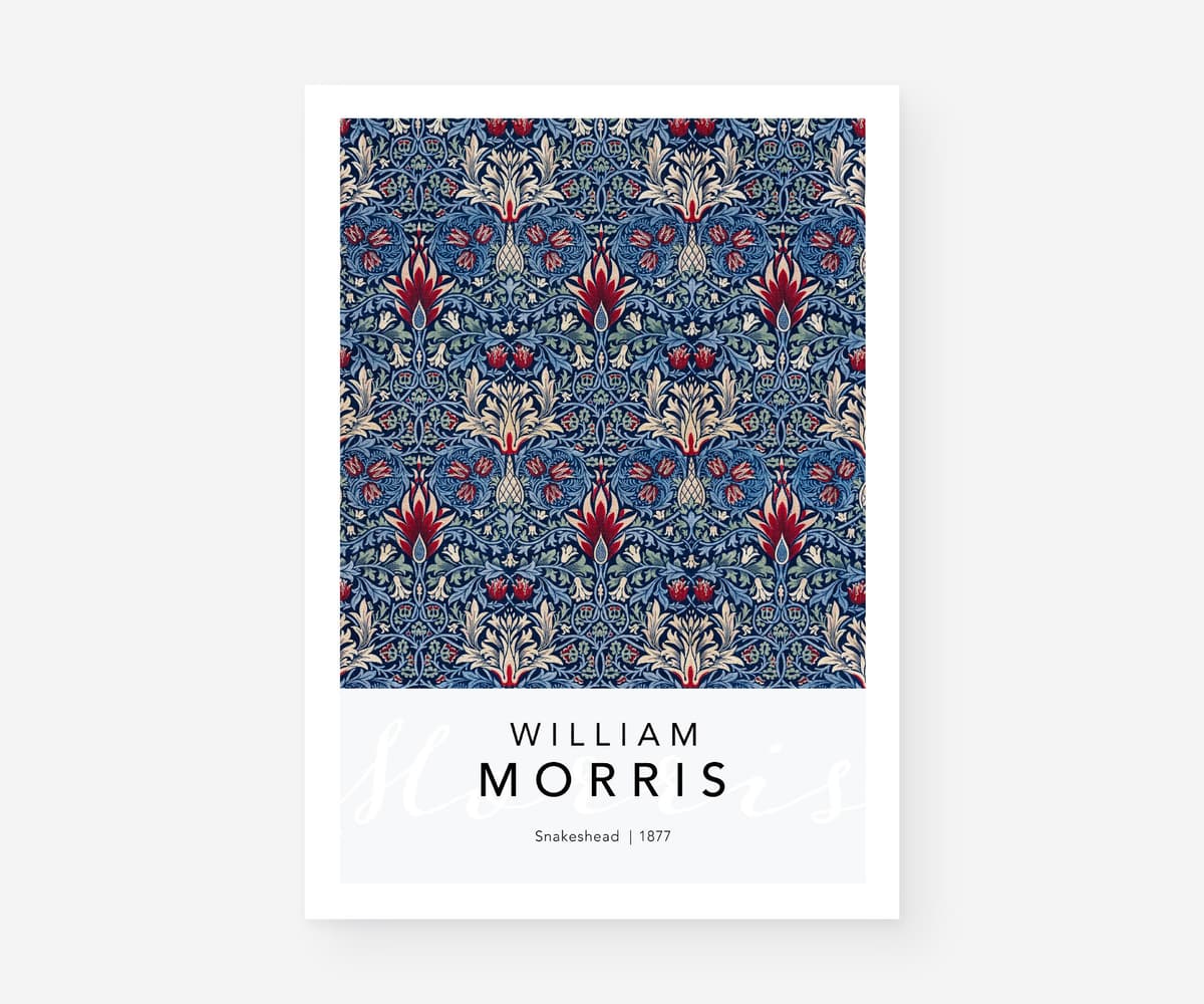William Morris Wall Art Print, Snakeshead Pattern, Arts and Crafts Floral Decor, Vintage Botanical Art, Maximalist Decor, Giclée Print