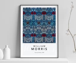 William Morris Wall Art Print, Tulip and Rose Pattern, Arts and Crafts Floral Decor, Vintage Botanical Art, Maximalist Decor, Giclée Print 4