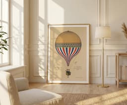 Vintage French Balloon Print, Paris 1874 Illustration, Wall Art Print in the UK 4