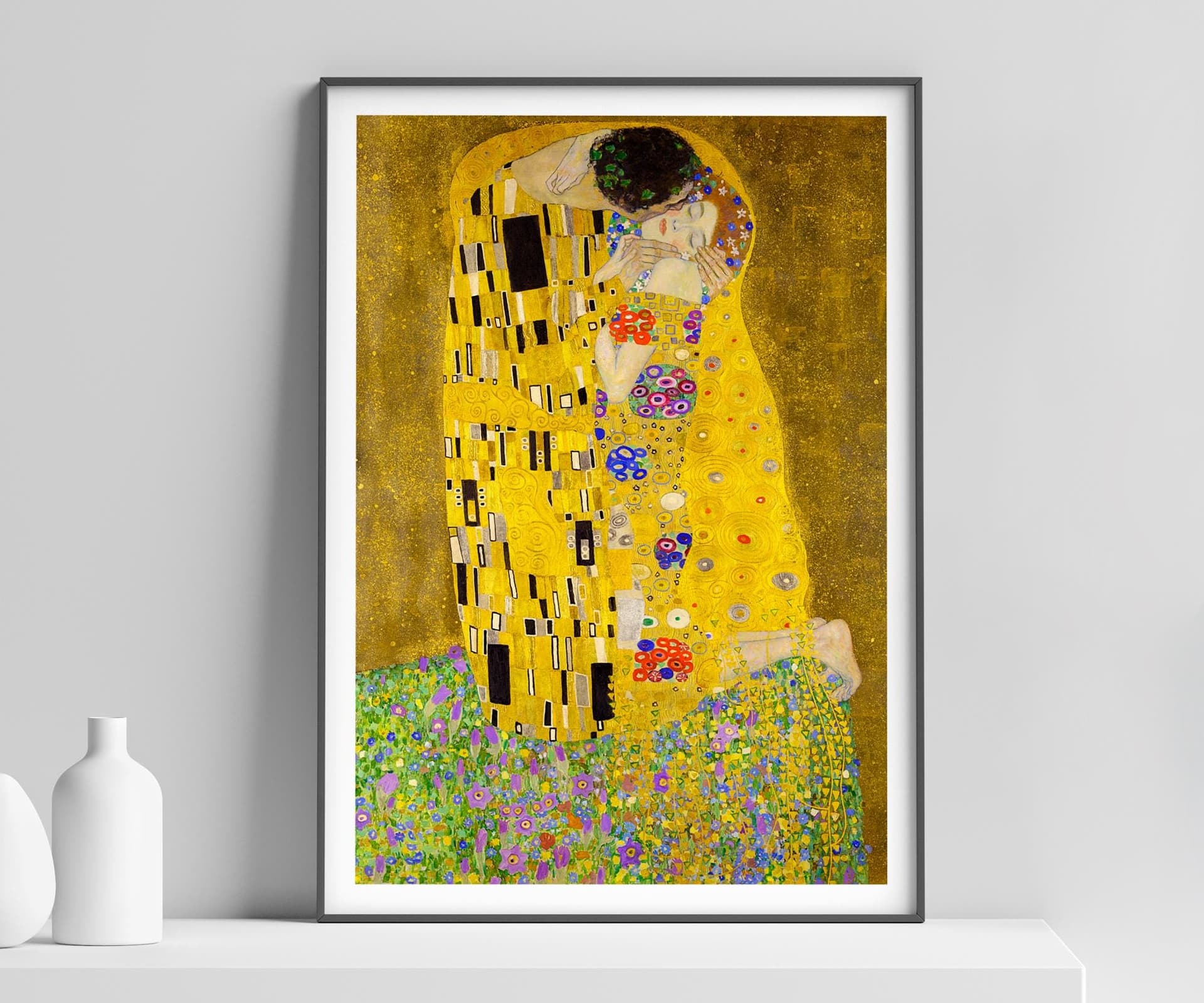 The Kiss Gustav Klimt Print, Gold Romantic Wall Art, Wedding Gift Idea