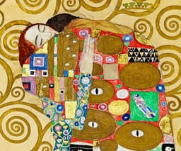 Fulfillment Art Print, Gustav Klimt Art Nouveau Poster, Gold Romantic Bedroom Decor (Giclée) 2