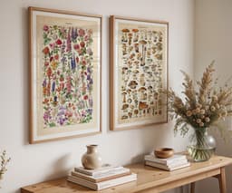 Adolphe Millot Botanical Prints, Vintage Mushroom and Flower Wall Art (Set of 2) 2