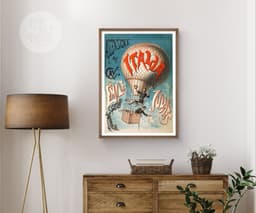 Hot Air Balloon Wall Art Print, Ascensione del Cave Emile Julhes 1880, Vintage Aviation Poster, Steampunk Decor, Giclée Fine Art Print 4