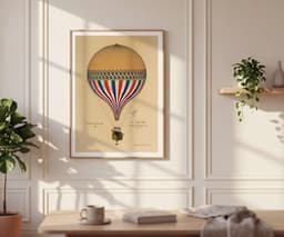 Vintage French Balloon Print, Paris 1874 Illustration, Wall Art Print in the UK 6