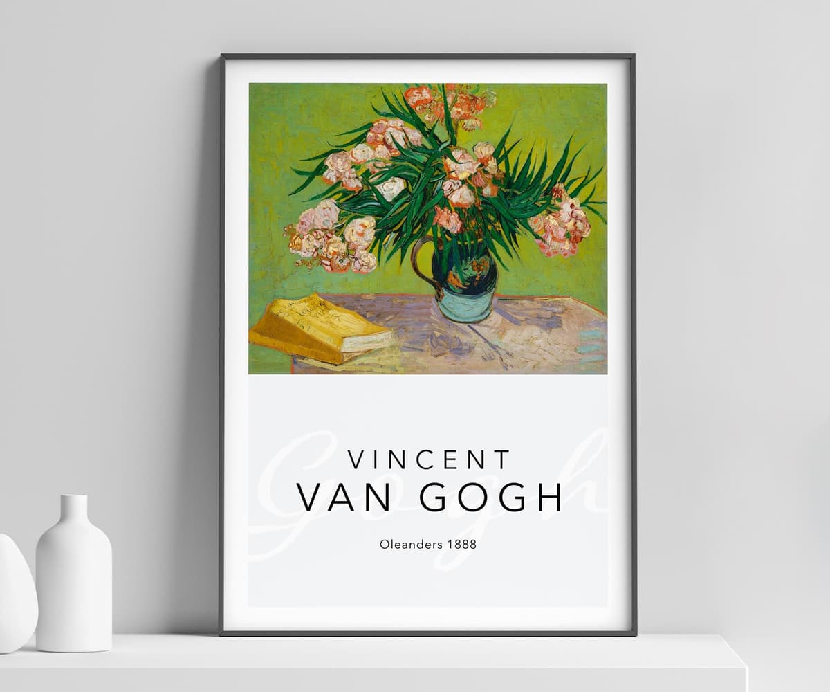 Floral Wall Art Print, Van Gogh Oleanders, Green Decor Ideas, Flower Motifs, Living Room Art, Giclée