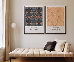 William Morris Set of 2 Prints, Strawberry Thief and Apple, Arts and Crafts Gallery Wall, Botanical Wall Art, Above Bed Decor 4