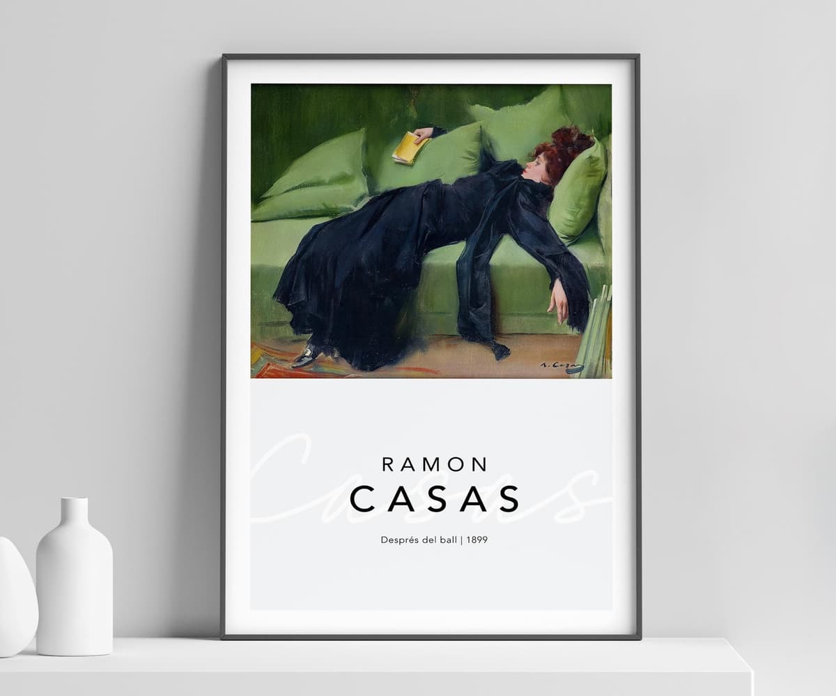 Decadent Young Woman After the Dance by Ramon Casas, Retro Art Nouveau Wall Art Print