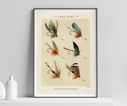 Fishing Fly Art Print, Lake Flies Mary Orvis Marbury 1892, Vintage Angling Wall Art, Study Decor, Sporting Gift, Giclée Fine Art Print 1