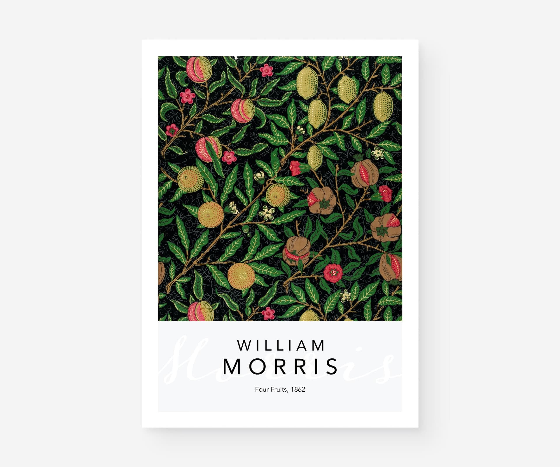 William Morris Wall Art Print, Four Fruits Pattern 1862, Dark Botanical Decor, Maximalist Wall Art, Arts and Crafts, Giclée Print