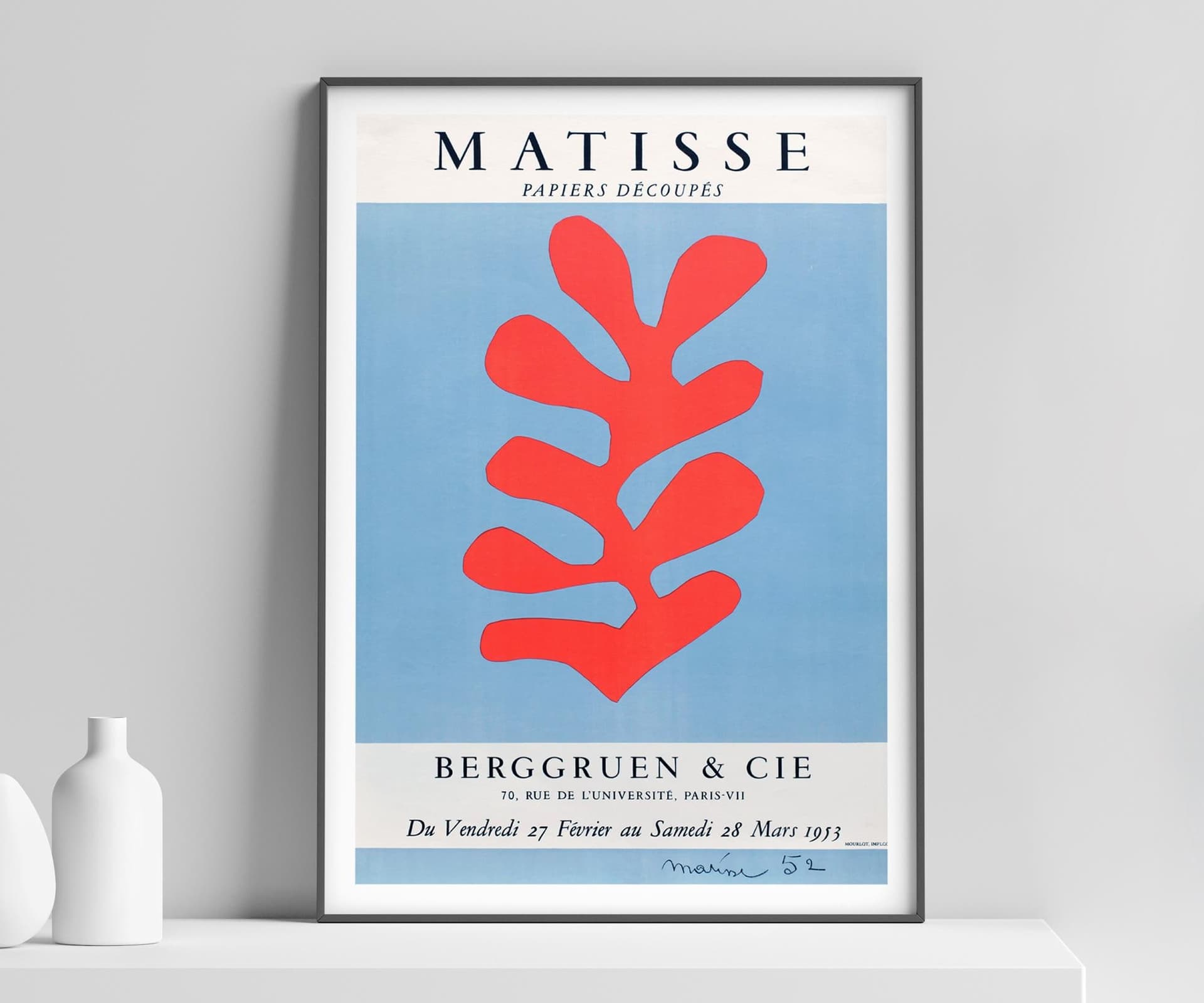 Matisse Wall Art Print, Papiers Découpés Poster, Red Blue Modern Print for Living Room, Housewarming Gift